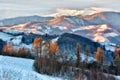 Frozen sunny day of a winter, on wild transylvania hills.