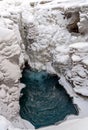 The frozen Sunwapta Falls at the Icefields Parkway, Jasper National Park, Alberta, Canada Royalty Free Stock Photo