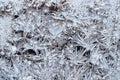 frozen surface of window glass closeup in winter Royalty Free Stock Photo