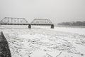 Bridge over Susquehanna River with ice Royalty Free Stock Photo