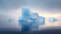 frozen tabular icebergs landscape