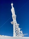 Frozen telecommunication antenna in winter Royalty Free Stock Photo