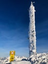 Frozen telecommunication antenna in winter Royalty Free Stock Photo