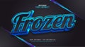 Frozen Text in Black and Blue with 3D Embossed and Glossy Effect