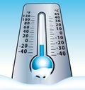 Frozen thermometer. Cold winter illustration.