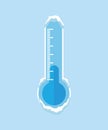 Frozen thermometer with icicles. Vector icon