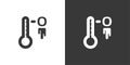 Frozen thermometer. Isolated icon on black and white background. Weather vector illustration