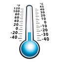 Frozen thermometer with negative temperature. Isolated cold icon. Royalty Free Stock Photo