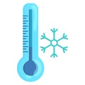 Frozen thermometer and snowflake icon