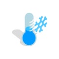 Frozen thermometer and snowflake icon