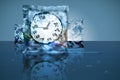 Frozen time in a ice cube Royalty Free Stock Photo