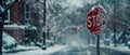 Frozen in Time: A Winter Stop Sign Covered in Snow --AR