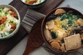 Frozen Tofu Soup & Tofu Mentaiko Donburi Royalty Free Stock Photo