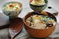 Frozen Tofu Soup & Tofu Mentaiko Donburi Royalty Free Stock Photo