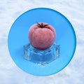 Frozen tomato on ice cube