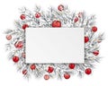 Frozen Twigs Rectangle Paper Thin Ribbon Snow Red Baubles