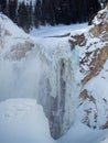 Frozen Upper Falls of the Yellowstone River in Winter Royalty Free Stock Photo