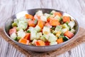 Frozen vegetables in a metal bowl Royalty Free Stock Photo