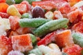 Frozen vegetables. Mexican mix. Macro. 3 Royalty Free Stock Photo
