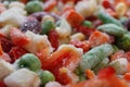 Frozen vegetables. Mexican mix. Macro. 11 Royalty Free Stock Photo
