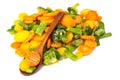 Frozen vegetables mix on a white background Royalty Free Stock Photo