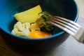 Frozen vegetables on a wooden background Royalty Free Stock Photo