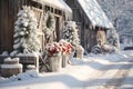 Frozen Village: A Rustic Winter Wonderland with Santa, Wooden Bu