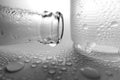 Frozen Water Drops On floor and Texture of glass and botton with frozen drops of water