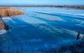 Frozen water, patterns of snow in small lakes. Tiligul estuary, Ukraine Royalty Free Stock Photo