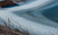 Frozen water, patterns of snow in small lakes. Tiligul estuary, Ukraine Royalty Free Stock Photo