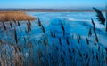 Frozen water, patterns of snow in small lakes. Tiligul estuary, Ukraine Royalty Free Stock Photo