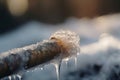 Frozen water pipe old tube. Generate Ai