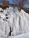 Frozen Water Side Of Mountain Waterfall Abstract