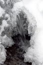 Frozen water, snow and small stream