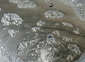 Frozen water splashes over the surface with bubbles. Texture of water Royalty Free Stock Photo