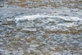 Frozen water surface with cracked ice and natural texture in winter environment Royalty Free Stock Photo