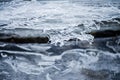 Frozen water surface in the trough