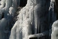 frozen waterfal with beautiful icycles Royalty Free Stock Photo