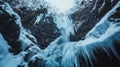 Frozen Waterfall Cascading Through Icy Cliffs Royalty Free Stock Photo