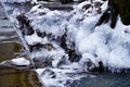 Frozen waterfall , ice patterns , winter waterfall Royalty Free Stock Photo