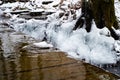 Frozen waterfall , ice patterns , winter waterfall Royalty Free Stock Photo