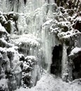 Frozen waterfall with icicles Royalty Free Stock Photo