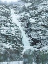 Frozen waterfall and icicles, beautiful landscape in Norway Royalty Free Stock Photo