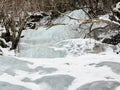 Frozen waterfall and icicles, beautiful landscape in Norway Royalty Free Stock Photo