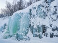 Frozen waterfall and icicles, beautiful landscape in Norway Royalty Free Stock Photo