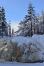 Frozen waterfall, KomulankÃÂ¶ngÃÂ¤s, Ukkohalla, Kainuu Finland. Bright winter day