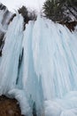 Frozen Waterfall. Layers of ice. Beautiful winter landscape in Romania. Royalty Free Stock Photo