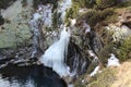 Frozen waterfall in Pyrenees mountains Royalty Free Stock Photo