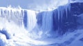 Frozen Waterfall in a Snowy Landscape Royalty Free Stock Photo