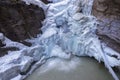 Johnston Canyon Frozen Waterfall Ice Springtime Melting Cascading River Banff National Park Landscape Canadian Rockies